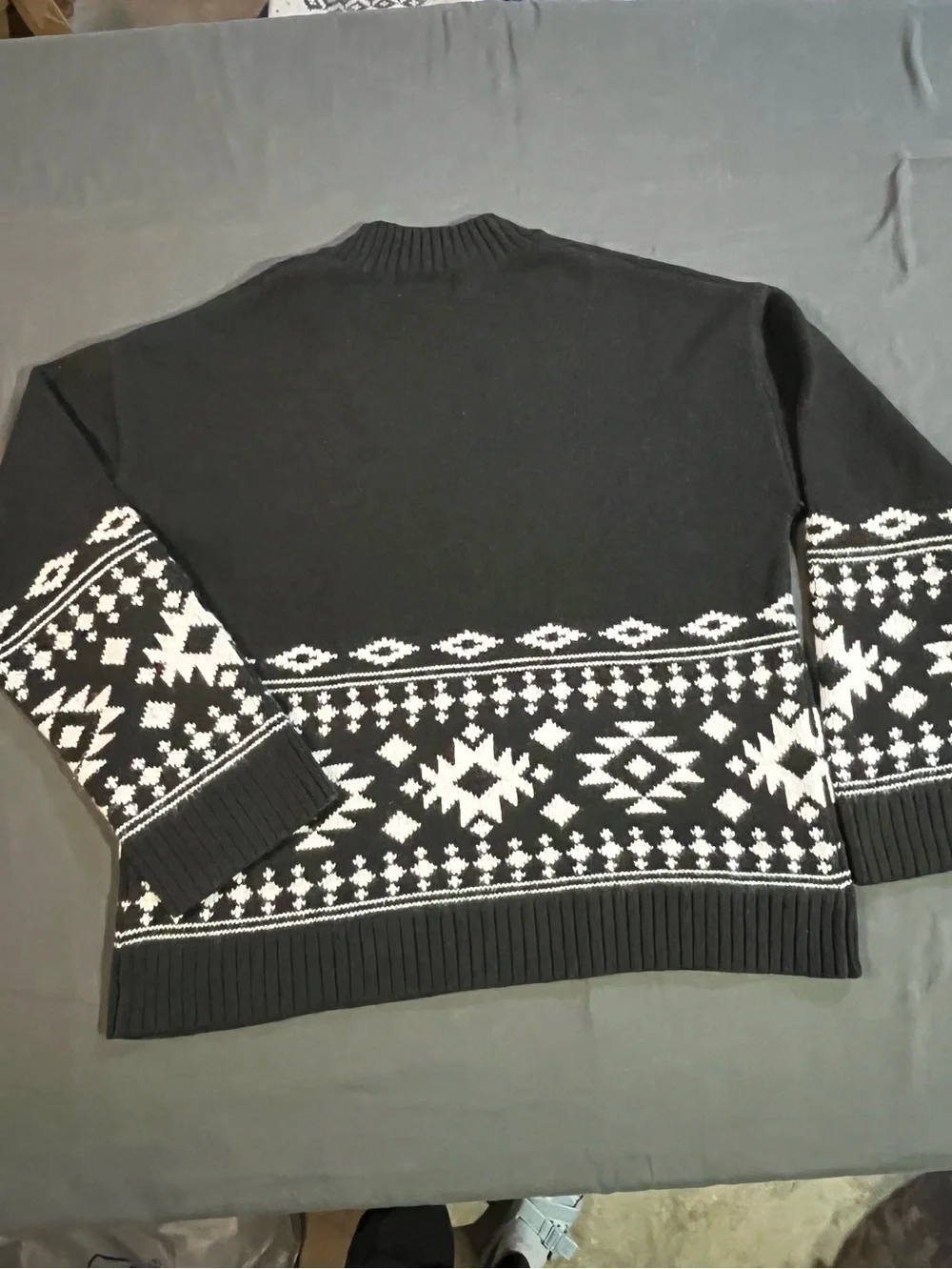 H&M Jacquard Fair Isle Sweater, Dark Grey/White, Sz S
